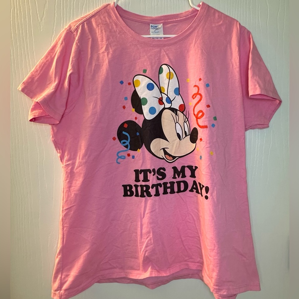 Disney Minnie Mouse It’s My Birthday pink short sleeve shirt women’s XXL